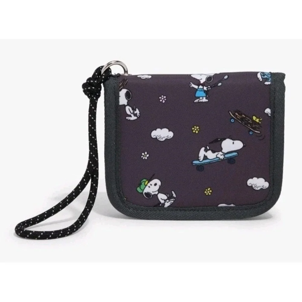 NEW Peanuts Snoopy‎ & Woodstock Icons Cardholder Nylon Zip Wallet